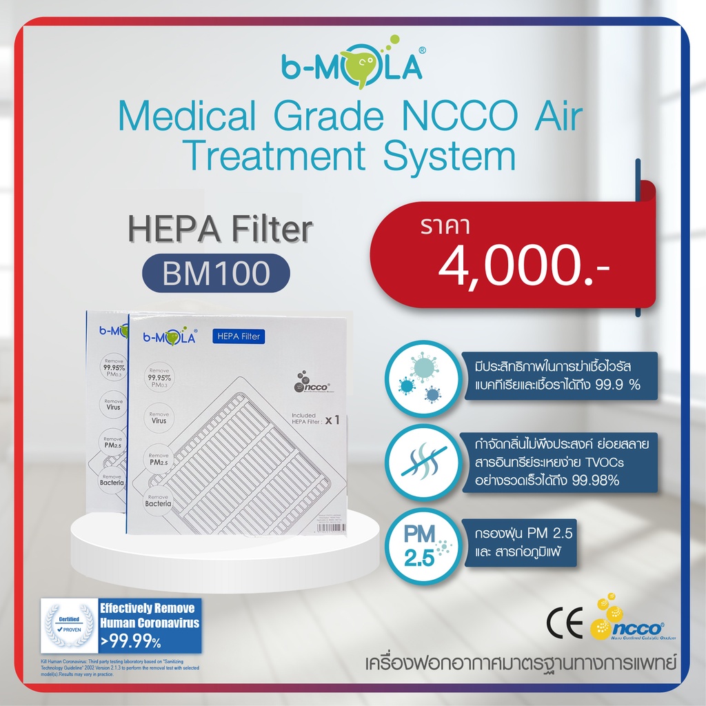 b-MOLA (บีโมลา) แผ่นกรอง HEPA Fillter รุ่น BM100