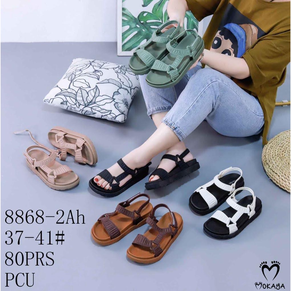 พิเศษสีดํา WRINKLED LET MOUNTAIN SLOP SANDALS LSH 8868-H และ MOKAYA 8868-2AH