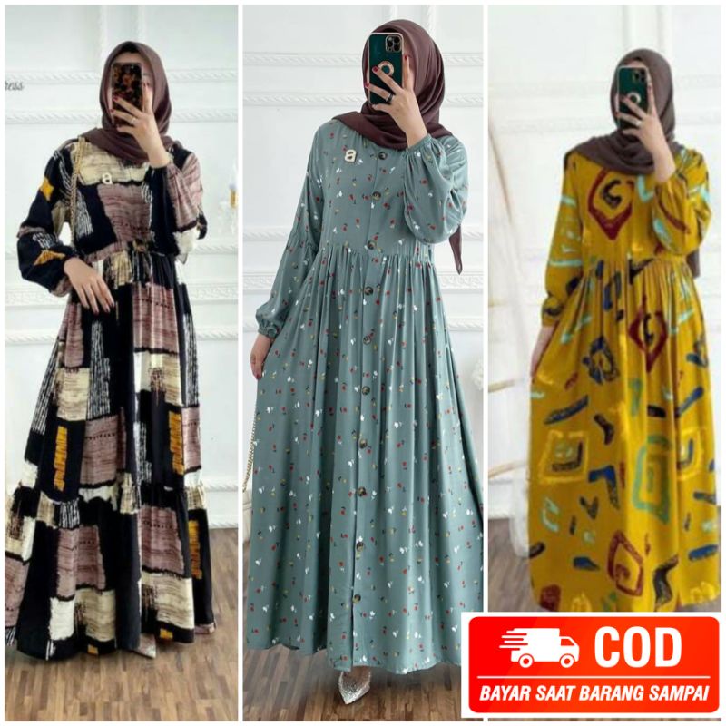 Gamis RemajaเรยอนHomedressเรยอนBusuiที่เป็นมิตรเรยอนMotifชุดเรยอนสําหรับผู้หญิงLD105 ล่าสุดเรยอนลายส