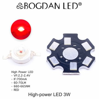 LED High power 3W RED แอลอีดีลูกปัดสีแดง ให้ความสว่างสูง ความร้อนต่ำ อายุการใช้งานยาวนาน สินค้าพร้อมส่งในไทย