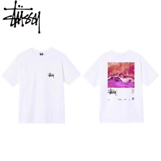 STUSSY เสื้อยืดแขนสั้น พิมพ์ลายมหาสมุทรอเมริกา ทรงหลวม แฟชั่นฤดูร้อน สําหรับผู้ชาย และผู้หญิงS-5XL