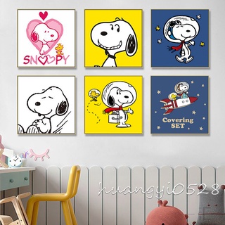 ภาพจิตรกรรมบนผ้าใบ ลาย Snoopy น่ารัก สไตล์นอร์ดิก สําหรับตกแต่งผนังห้องเด็ก