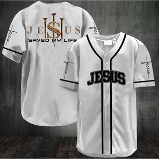 เสื้อกีฬาเบสบอล Jesus Save My Life สีขาว สําหรับผู้ชาย