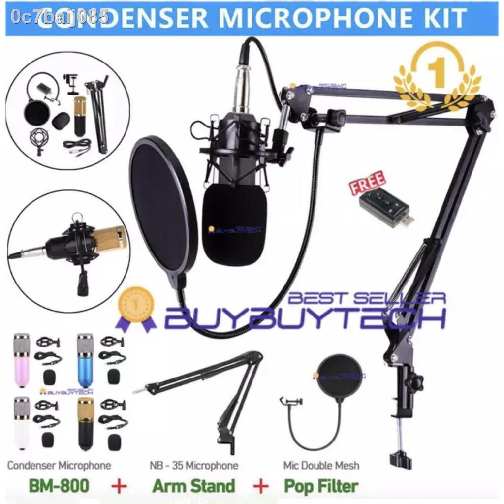 ♟<Big sale>ไมค์ ไมค์อัดเสียง คอนเดนเซอร์ Pro Condenser Mic Microphone BM800 พร้อม ขาตั้งไมค์โครโฟน แ
