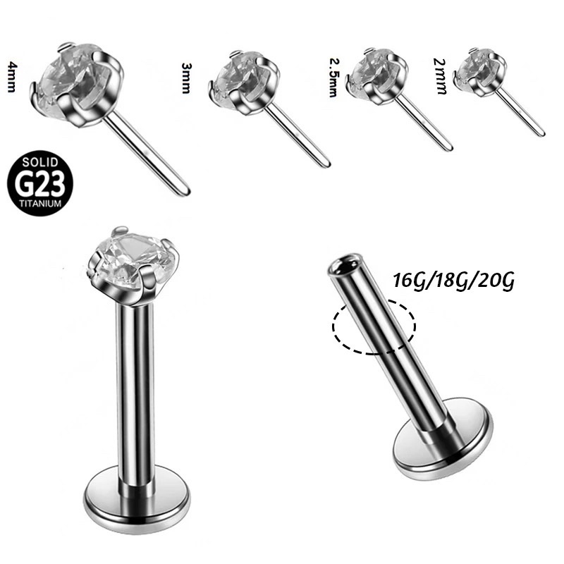 จิวหูเพชรCZ ตูดแบน💎ก้านเล็ก0.8 ใส่ตำแหน่งTragus-ปีกหู -จมูก ต่างหูเพชรเรียงไซส์เพชร ใส่อาบน้ำได้ ไม่เป็นสนิม