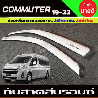 กันสาดประตู คิ้ว 2ชิ้น บรอนเงิน ทรงเรียบ แบบใหญ่ คอมมิวเตอร์ commuter รถตู้ 2019 2020 2021 2022 2023 ใส่ร่วมกันได้ A