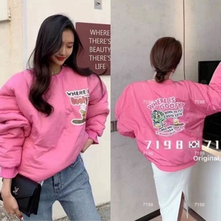 เสื้อบอมเบอร์กันหนาวได้​ กันลมได้​ งานแบบ​ x2​ ชอปเกาหลีค่ะ​ หน้าหลังสกรีนลาย​ goofy. ด้านในเย็บบุอีกชั้นอย่างดี​ u2