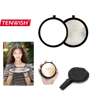 Tenwish แผ่นสะท้อนแสง ขนาดเล็ก 30 ซม. พับได้ 2 In 1 พร้อมกระเป๋า สีทอง สีเงิน และสีขาว สําหรับถ่ายภาพ