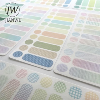 Jianwu สติกเกอร์ฉลาก ลายสก๊อต สีพื้น สําหรับตกแต่งสมุดภาพ 3 แผ่น DIY