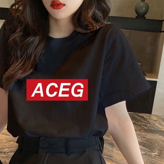 เสื้อตราหานคู่ - รูปแบบ ACEG ภาษาอังกฤษเสื้อยืดพิมพ์เสื้อยืดแขนสั้นสําหรับผู้ชายผู้หญิงเสื้อผ้าท็อป