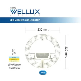 WELLUX แผงไฟแม่เหล็ก 3 แสง 36W แสงขาว แสงวอร์ม แสงคลู ทดแทนหลอดนีออนกลม LED CIRCLE MODULE 3 STEP
