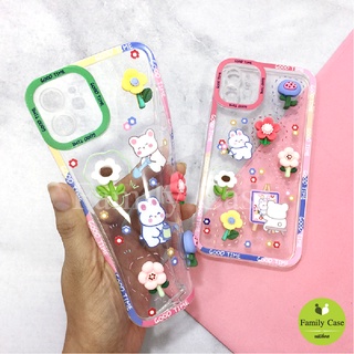 Samsung A10/A12/A13/A22 5g/A23/A53 เคสมือถือนิ่มใสกันกล้อง ซิลิโคน TPU ติดการ์ตูนดอกไม้นูน