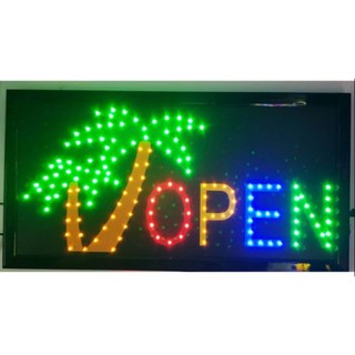ป้ายไฟ LED  OPEN มะพร้าว