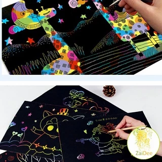 กระดาษขูดสีรุ้ง สมุดขูดสีรุ้ง กระดาษวาดรูปสีสันสดใส พร้อมจัดส่ง scratch book