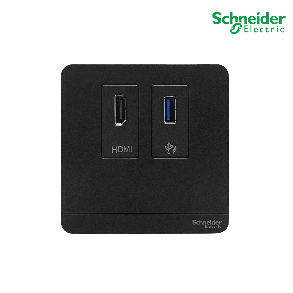 Schneider Data socket, HDMI + USB, Black รุ่น AvatarOn E รหัส E8332HDUSB_DG