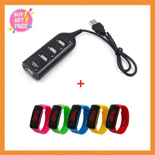 (Ready Stock)NEW USB HUB 4 port 2.0 สายยาว + นาฬิกา led ฟรี คุ้มค่าคุ้มราคา!