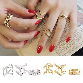 3Pcs / ชุดแฟชั่นผู้หญิง Arrow Hollow Midi Knuckle นิ้วเปิดของขวัญวงแหวน Finger