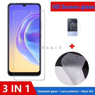 Vivo V21E ฟิล์มกระจกนิรภัย 3 in 1 Vivo V21 V21e X60 Pro Y72 Y20s Y20 Y12 Y17 Y19 Y50 Y30 กระจกนิรภัย 9H กระจกกันรอยหน้าจอใส