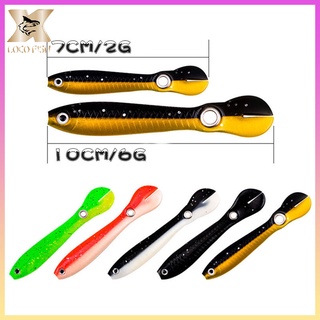 LOCO FISH ปลายางทรงสลิม เหยื่อปลอม7cm-10cmตัวสีสดเนื้อยางนิ่มหางพริ้วตกปลากะพงปลาช่อนมีร่องท้อง