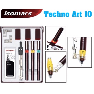 ISOMARS ชุดเขียนแบบ TechnoArt 10 ชิ้น วงเวียน ข้อต่อ หัวต่อ ปากกาเขียนแบบ หัวเปลี่ยนได้ ใช้สำหรับงานเขียนแบบ ออกแบบ