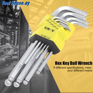 [คลังสินค้าใส] [ประแจ] 9PCS Ball End Hex Key L-Wrench Set Professional Repairing Kit Hand Tool