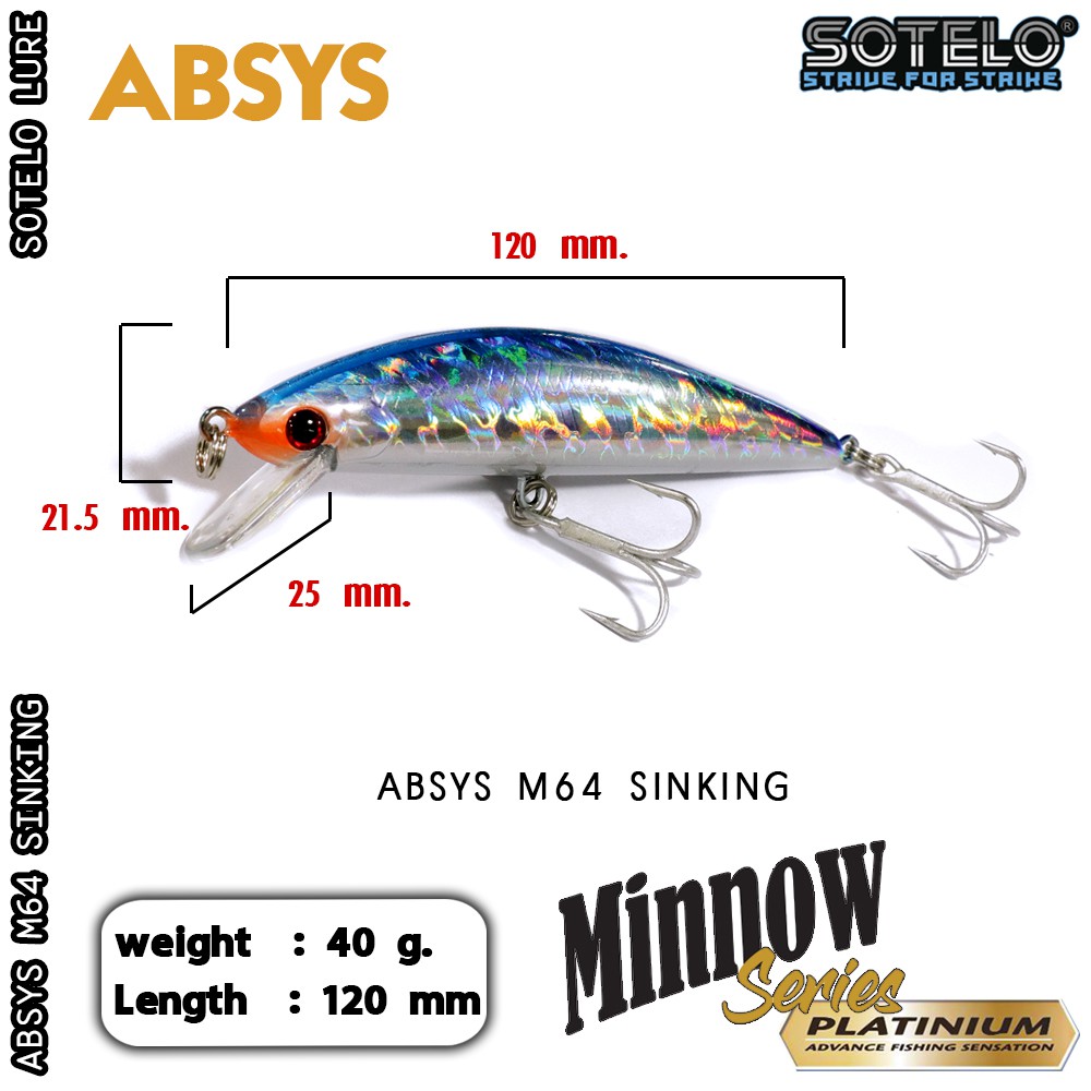 SOTELO - รุ่น ABSYS M64 (120mm) หยื่อปลั๊ก เหยื่อปลอม (1) — صورة 5