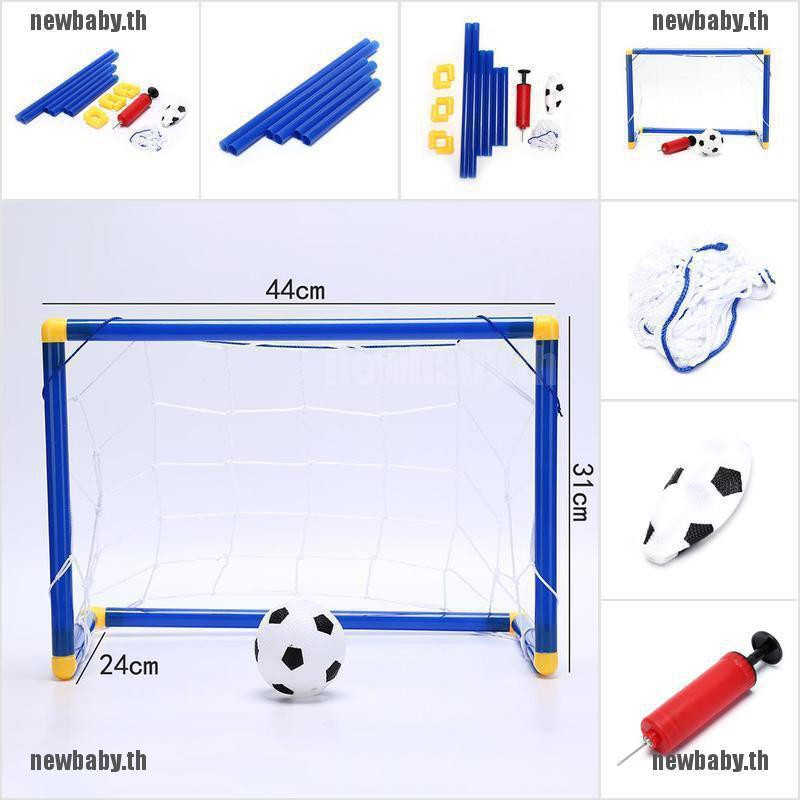 NEWBABY Folding Football Goal Post Net Set with Pump Kids Sport