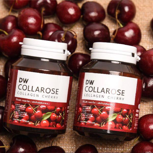 DW Collarose Collagen ดีดับบลิว คอลลาโรส คอลลาเจน กะปุกแดง 60 เม็ด คอลลาเจนเชอรี่