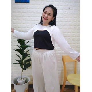 เสื้อครอปแขนยาวเว้าหน้า✨Neko.crop✨38-48 in