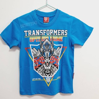 เสื้อยืดเด็กคอกลม ลายหุ่นยนต์ ทรานส์ฟอร์เมอร์ Transformers T-Shirt ลิขสิทธิ์แท้ สีน้ำเงิน