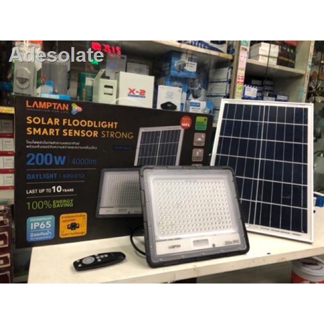 🐝คุณภาพสูง🐝☞LAMPTAN โคมไฟ โซล่าเซล สปอร์ตไลท์ Led Floodlight solar strong 80W 150W200W แท้ 100% มีเซ