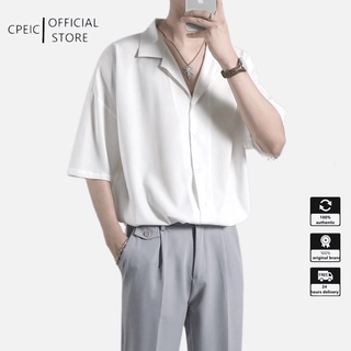 ☆Cpeic★เสื้อเชิ้ตแขนสั้นลําลอง ป้องกันริ้วรอย สไตล์เกาหลี สําหรับผู้ชาย และผู้หญิง