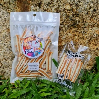 [สินค้าสั่งผลิต] Dogfin แซนวิชมิลล์กี้ มี 4 รสชาติ ขนมสำหรับน้องหมา เกรดส่งออก(SSM-แซนวิชแซลมอน,50 กรัม)