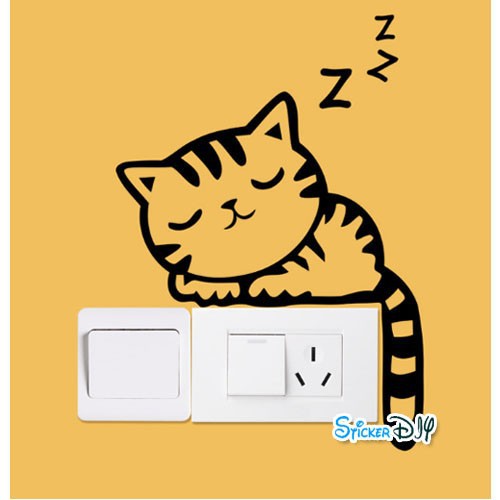 Vinyl wall sticker สติ๊กเกอร์ติดผนัง Kitten Zzz (กว้าง14cm.xสูง20cm.)