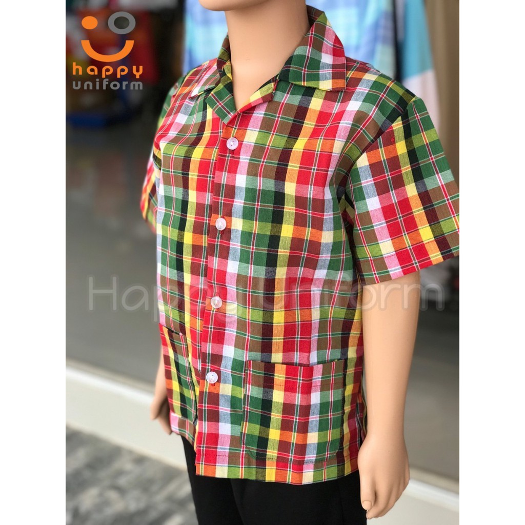 เสื้อวัฒนธรรม คอปกตาสก็อตเด็ก ใส่ไปโรงเรียนได้ เนื้อผ้าเกรดดี สีสวย ราคาถูก