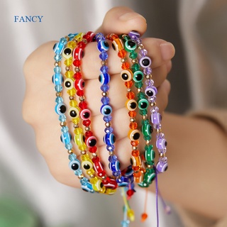 Fancy สร้อยข้อมือลูกปัดคริสตัล รูปดวงตาชั่วร้าย ตุรกี สีฟ้า