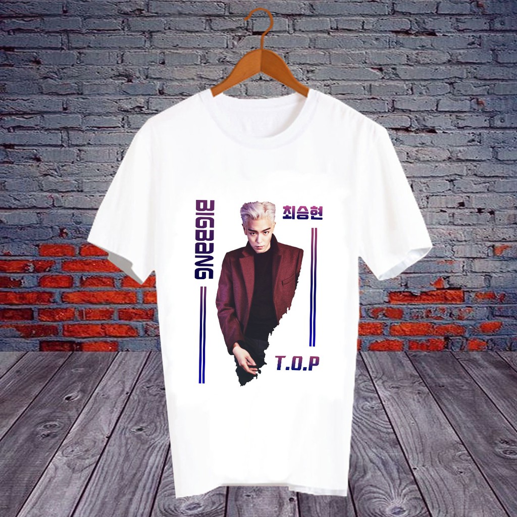 เสื้อยืดสีขาว สั่งทำ Fanmade แฟนเมด แฟนคลับ ศิลปินเกาหลี KP129 - T.O.P BIGBANG