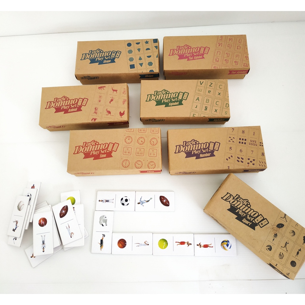 Logic Domino Play Set ชุดเกมส์ Domino แบบง่ายสำหรับเด็ก มีให้เลือก 7 แบบ ตัวอักษร จำนวน เวลา กีฬา ฯล