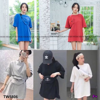 TwinsShopVip💗พร้อมส่ง TW5806 	Set เสื้อยืด +กระเป๋าคาด BB