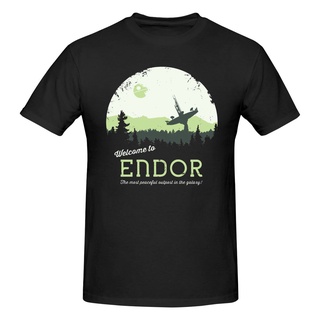 [S-5XL]เสื้อยืดแขนสั้น คอกลม ผ้าฝ้าย พิมพ์ลายการ์ตูน Disney Star Wars Welcome To Endor