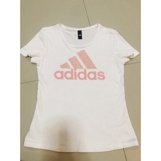 เสื้อยืด adidas size s ขาว โลโก้ชมพู แท้