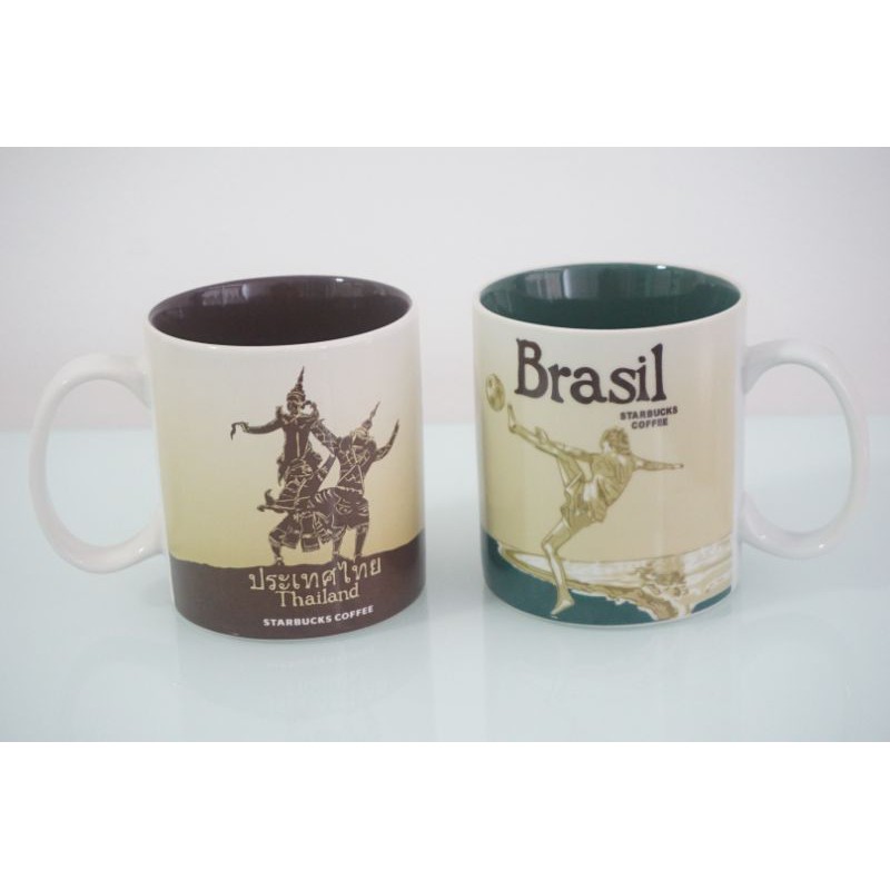 เเก้ว Mug สะสม ของ Starbucks เเท้ ลาย  Thailand เเละ Brasil พร้อมจัดส่ง