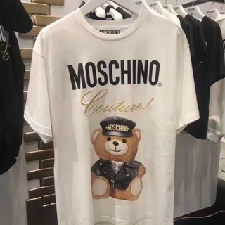 Moschino ป้ายแท็ก ผ้าฝ้าย แขนสั้น พิมพ์ลายหมี