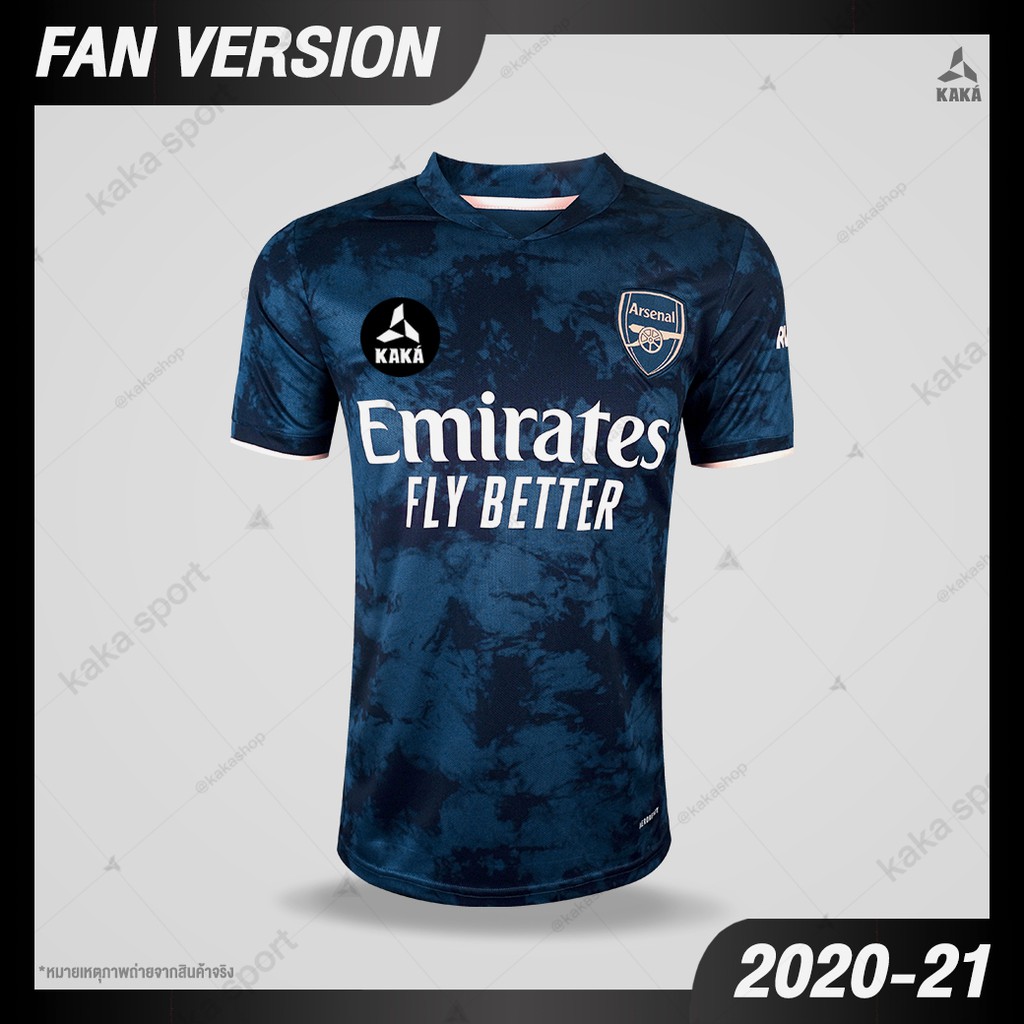 ส่งฟรี [WILLIAN 12 + อาร์ม,XL รอบอก 46]เสื้อฟุตบอล Arsenal Third ( Fan Ver. ) 2020-21