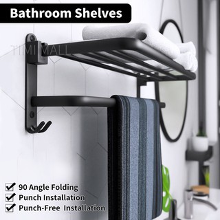 ราวแขวนผ้าติดผนัง ราวแขวนผ้าเช็ดตัว สีดำ bathroom rack towel holder ที่แขวนผ้าเช็ดตัว