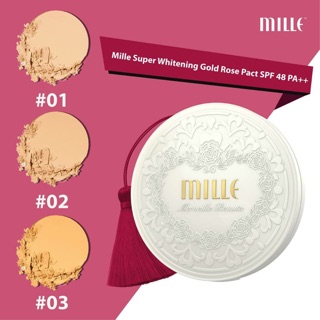 Mille super whitening gold rose pact spf48 pa+++ แป้งมิลเล่ ค่าส่งถูก ของแท้