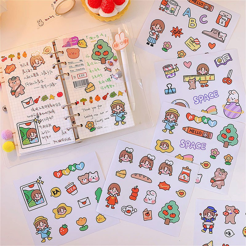 สติ๊กเกอร์สาวน่ารัก / สติ๊กเกอร์ปิดผนึก DIY / สติ๊กเกอร์ตกเคส โน๊ตบุ๊ค ไอแพด สติกเกอร์ตกแต่ง ปิดผนึก สติ๊กเกอร์น่ารัก – โปรปัง