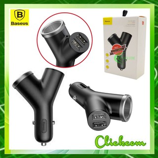 Baseus Y-Type Dual-USB+Cigarette Lighter Extend Car Charger  รุ่น YX01 # ของแท้