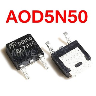 (1ตัว) D5N50 , AOD5N50 , 5N50 , MOSFET N-Ch 5A 500V TO-252 ใช้แทน TMD5N50G ได้ รหัสสินค้า M01739