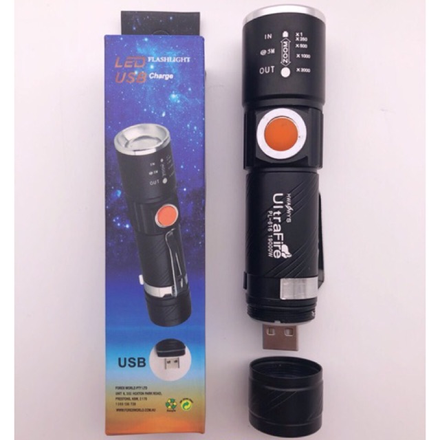 ไฟฉายซูม USB 616 ปรับโหมดได้ 3 ระดับ